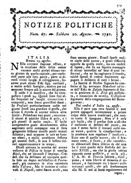 Notizie politiche o sia istoria de' piu famosi avvenimenti del mondo