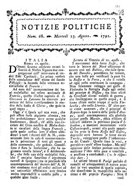 Notizie politiche o sia istoria de' piu famosi avvenimenti del mondo