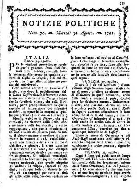 Notizie politiche o sia istoria de' piu famosi avvenimenti del mondo