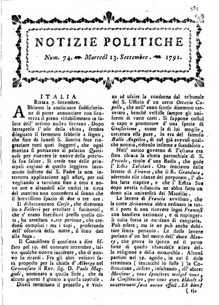 Notizie politiche o sia istoria de' piu famosi avvenimenti del mondo