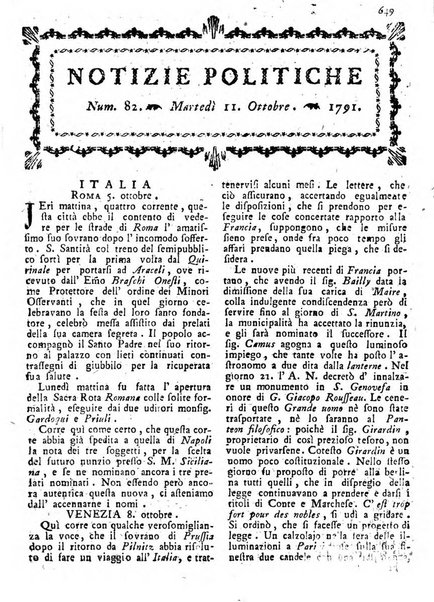 Notizie politiche o sia istoria de' piu famosi avvenimenti del mondo