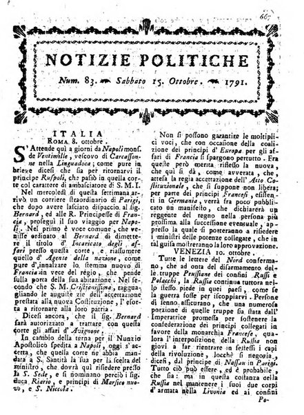 Notizie politiche o sia istoria de' piu famosi avvenimenti del mondo