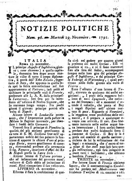 Notizie politiche o sia istoria de' piu famosi avvenimenti del mondo