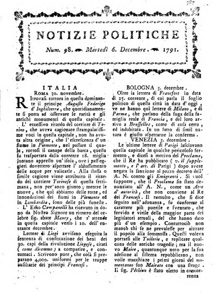 Notizie politiche o sia istoria de' piu famosi avvenimenti del mondo