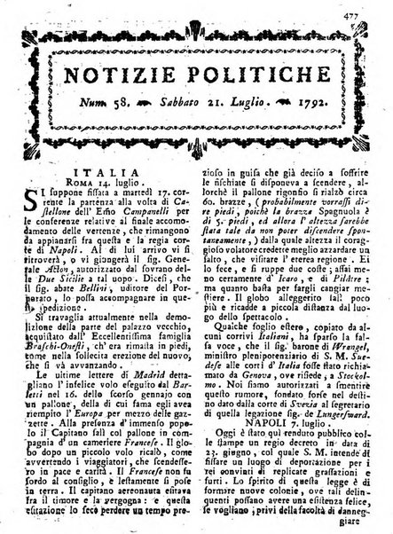 Notizie politiche o sia istoria de' piu famosi avvenimenti del mondo