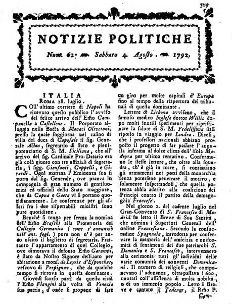 Notizie politiche o sia istoria de' piu famosi avvenimenti del mondo