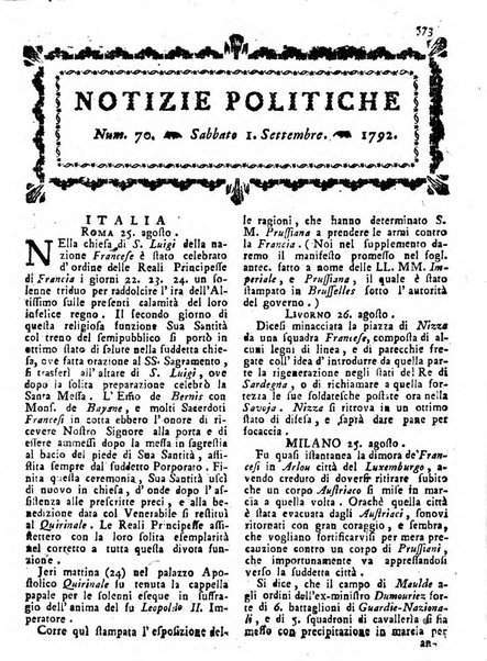 Notizie politiche o sia istoria de' piu famosi avvenimenti del mondo