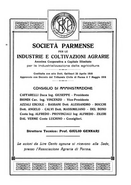 La riforma agraria rivista mensile illustrata delle organizzazioni agrarie parmensi