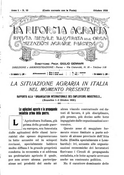 La riforma agraria rivista mensile illustrata delle organizzazioni agrarie parmensi