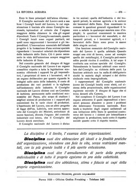 La riforma agraria rivista mensile illustrata delle organizzazioni agrarie parmensi