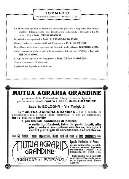 La riforma agraria rivista mensile illustrata delle organizzazioni agrarie parmensi