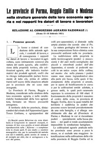 La riforma agraria rivista mensile illustrata delle organizzazioni agrarie parmensi