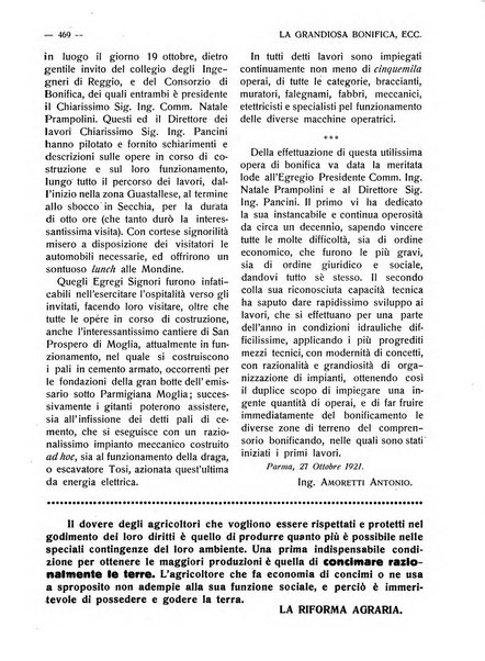 La riforma agraria rivista mensile illustrata delle organizzazioni agrarie parmensi