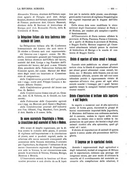 La riforma agraria rivista mensile illustrata delle organizzazioni agrarie parmensi