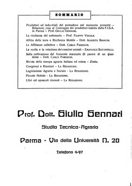 La riforma agraria rivista mensile illustrata delle organizzazioni agrarie parmensi