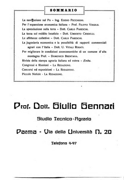 La riforma agraria rivista mensile illustrata delle organizzazioni agrarie parmensi