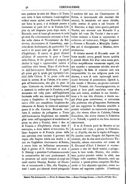 Gerusalemme periodico dell'alleanza cristiana e organo della Palestina