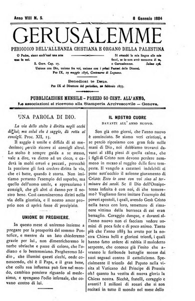 Gerusalemme periodico dell'alleanza cristiana e organo della Palestina