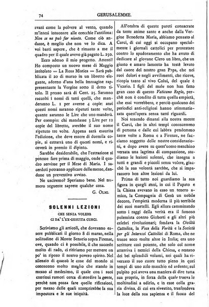 Gerusalemme periodico dell'alleanza cristiana e organo della Palestina