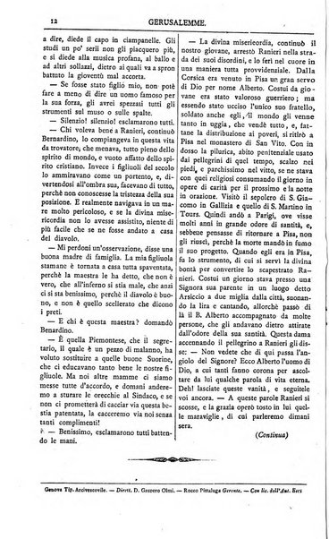 Gerusalemme periodico dell'alleanza cristiana e organo della Palestina