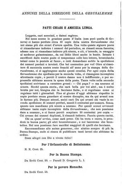 Gerusalemme periodico dell'alleanza cristiana e organo della Palestina