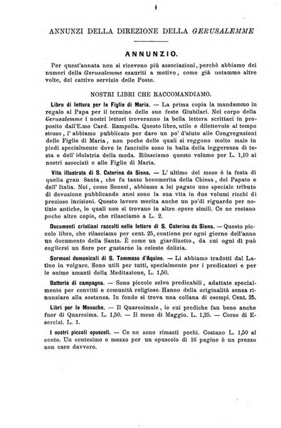 Gerusalemme periodico dell'alleanza cristiana e organo della Palestina