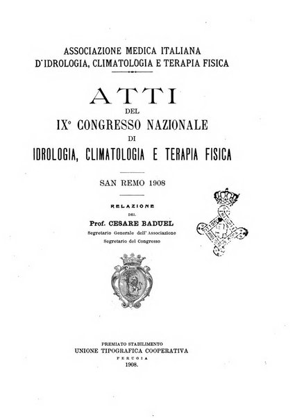 Atti del ... Congresso nazionale di idrologia, climatologia e terapia fisica