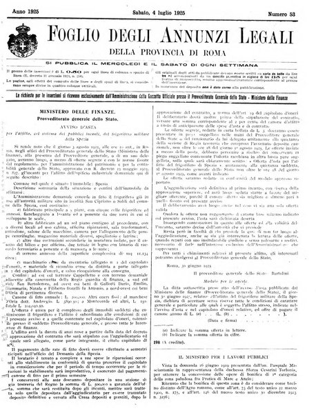 Foglio degli annunzi legali della provincia di Roma