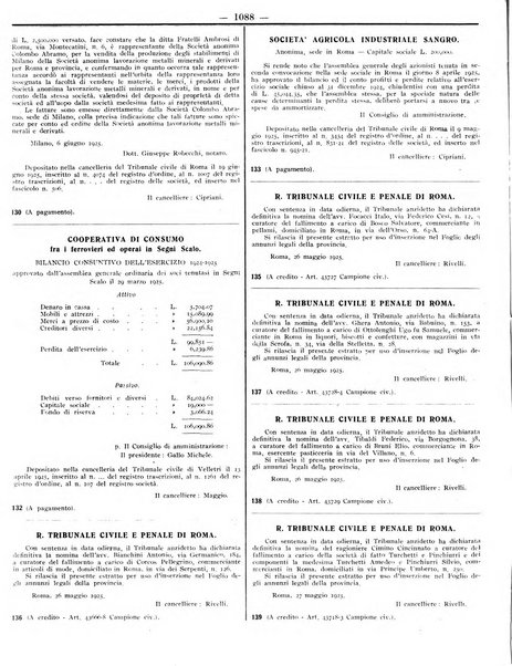 Foglio degli annunzi legali della provincia di Roma