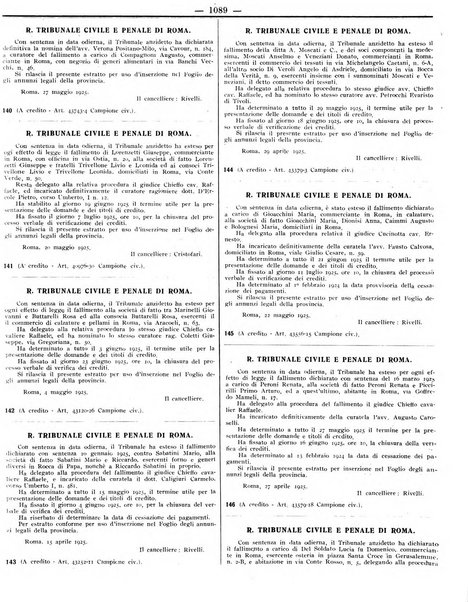 Foglio degli annunzi legali della provincia di Roma