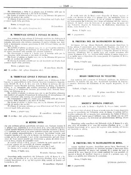 Foglio degli annunzi legali della provincia di Roma