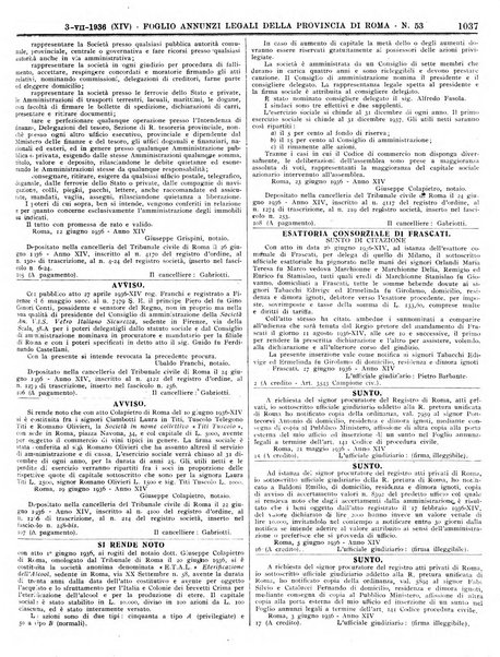 Foglio degli annunzi legali della provincia di Roma