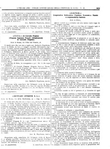 Foglio degli annunzi legali della provincia di Roma