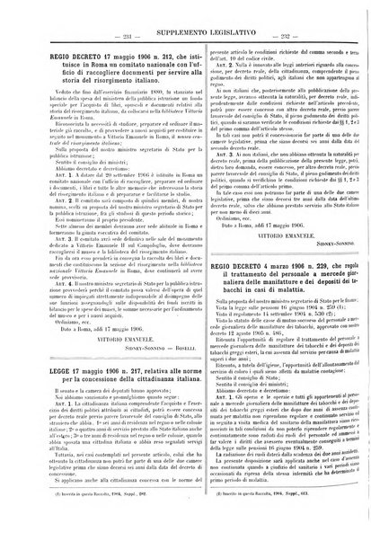 Supplemento legislativo della Giurisprudenza italiana raccolta periodica e critica di giurisprudenza, dottrina e legislazione