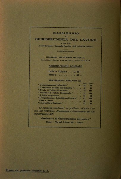 Massimario di giurisprudenza del lavoro