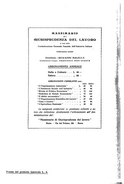 Massimario di giurisprudenza del lavoro