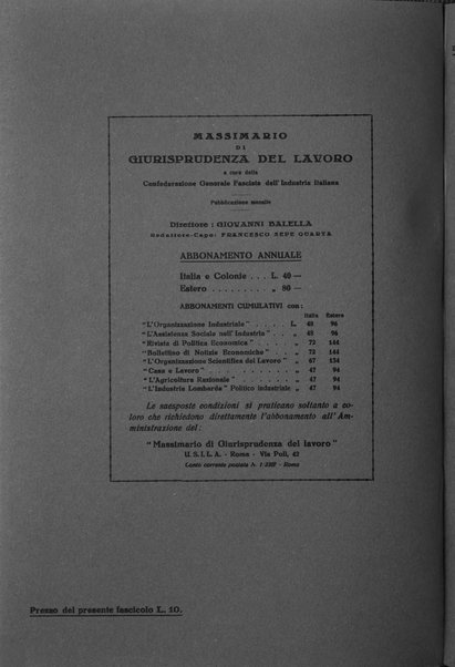 Massimario di giurisprudenza del lavoro