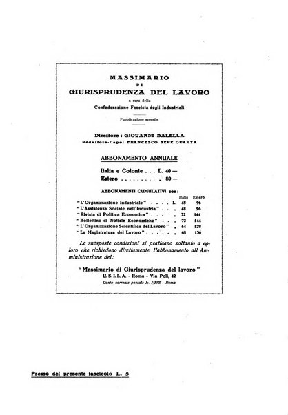 Massimario di giurisprudenza del lavoro