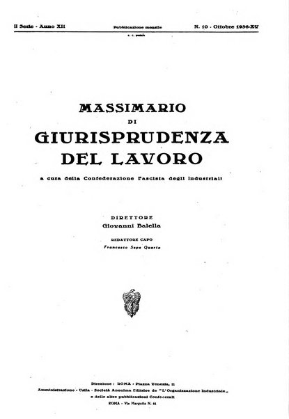 Massimario di giurisprudenza del lavoro