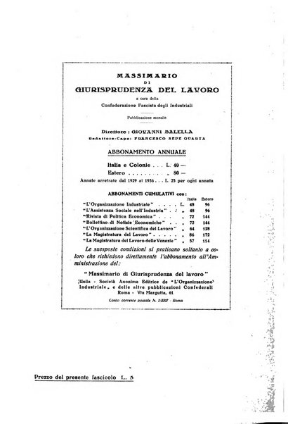 Massimario di giurisprudenza del lavoro