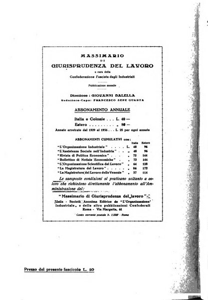 Massimario di giurisprudenza del lavoro