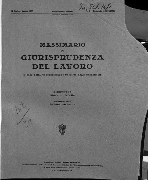 Massimario di giurisprudenza del lavoro