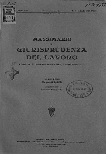 Massimario di giurisprudenza del lavoro