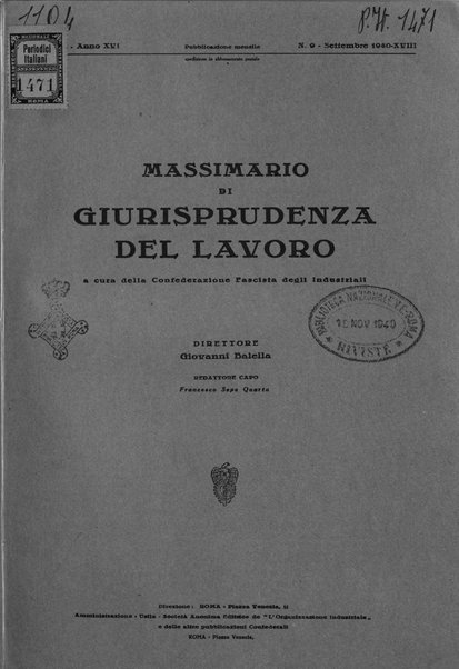 Massimario di giurisprudenza del lavoro