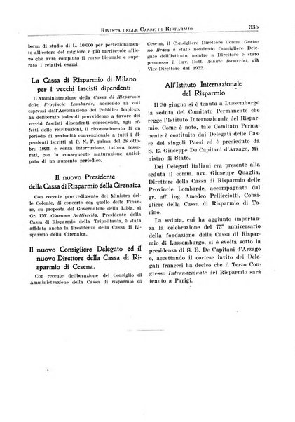 Rivista delle casse di risparmio pubblicazione mensile