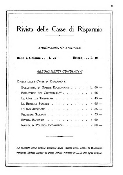 Rivista delle casse di risparmio pubblicazione mensile