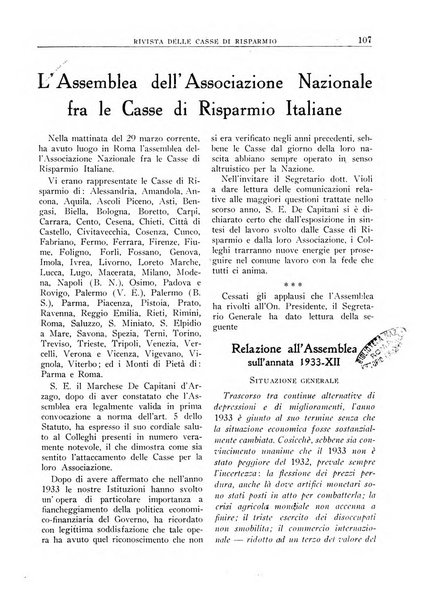 Rivista delle casse di risparmio pubblicazione mensile