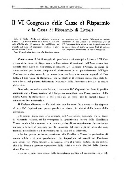 Rivista delle casse di risparmio pubblicazione mensile