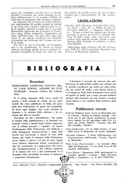 Rivista delle casse di risparmio pubblicazione mensile