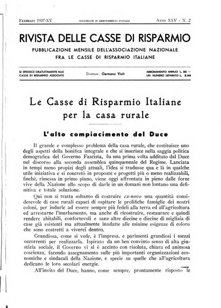 Rivista delle casse di risparmio pubblicazione mensile